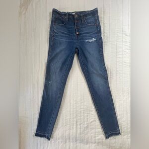 Madewell 10” High Rise Distressed Skinny Blue Jeans Size 27